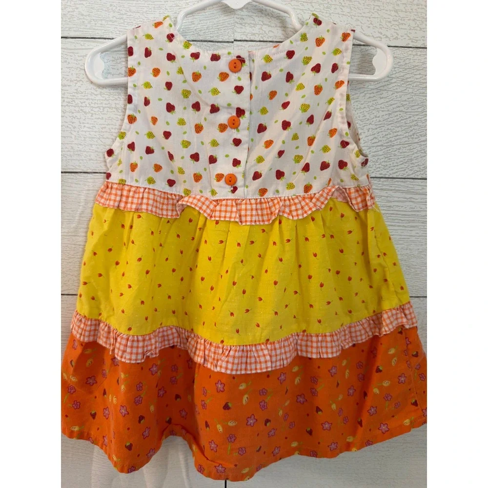 Y2K Small Steps Toddler Girls Strawberry Tiered Ruffle Dress 18 Months